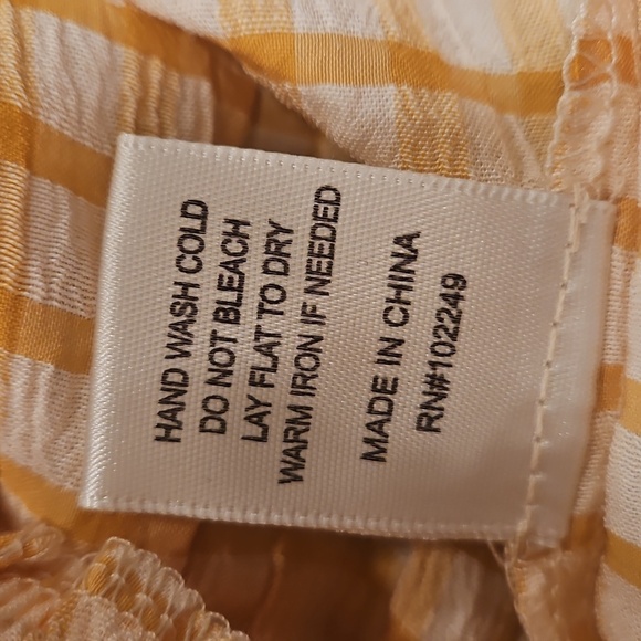 💕SKIES ARE BLUE💕 Checkered Smocked Top Yellow Mustard Gingham Print Large NWT - Picture 16 of 16
